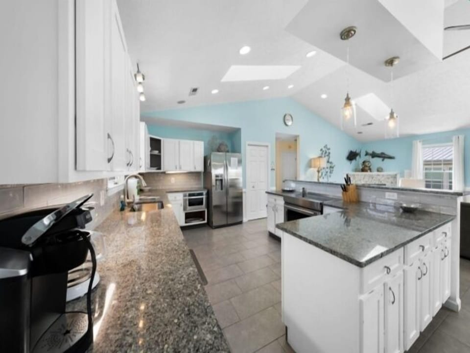 Indoors, Kitchen, Floor, Kitchen Island, Refrigerator