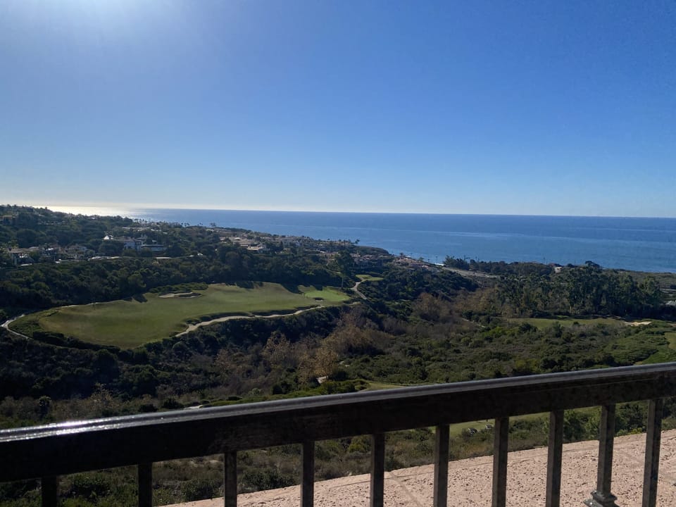 Golf course and ocean view combined from private balcony - our favorite!