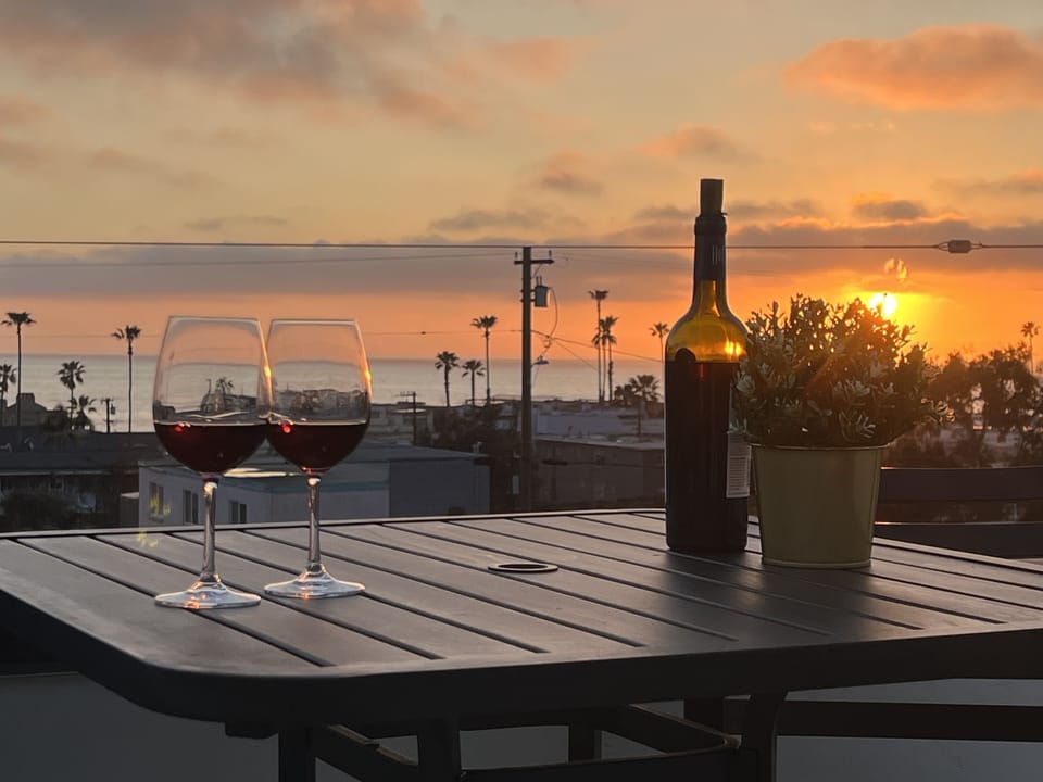 Enjoy a glass of wine and the spectacular sunset from the quiet private rooftop.