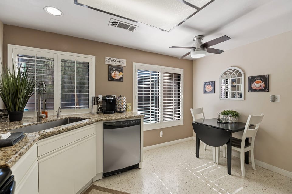 Keurig coffee station and bistro breakfast table set
