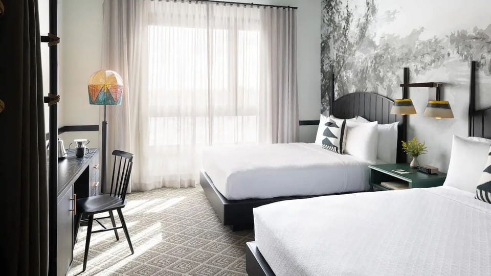 Stretch out in a spacious room with airy light and comfort.