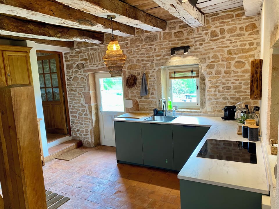 Modern fitted kitchen with views out on to the garden