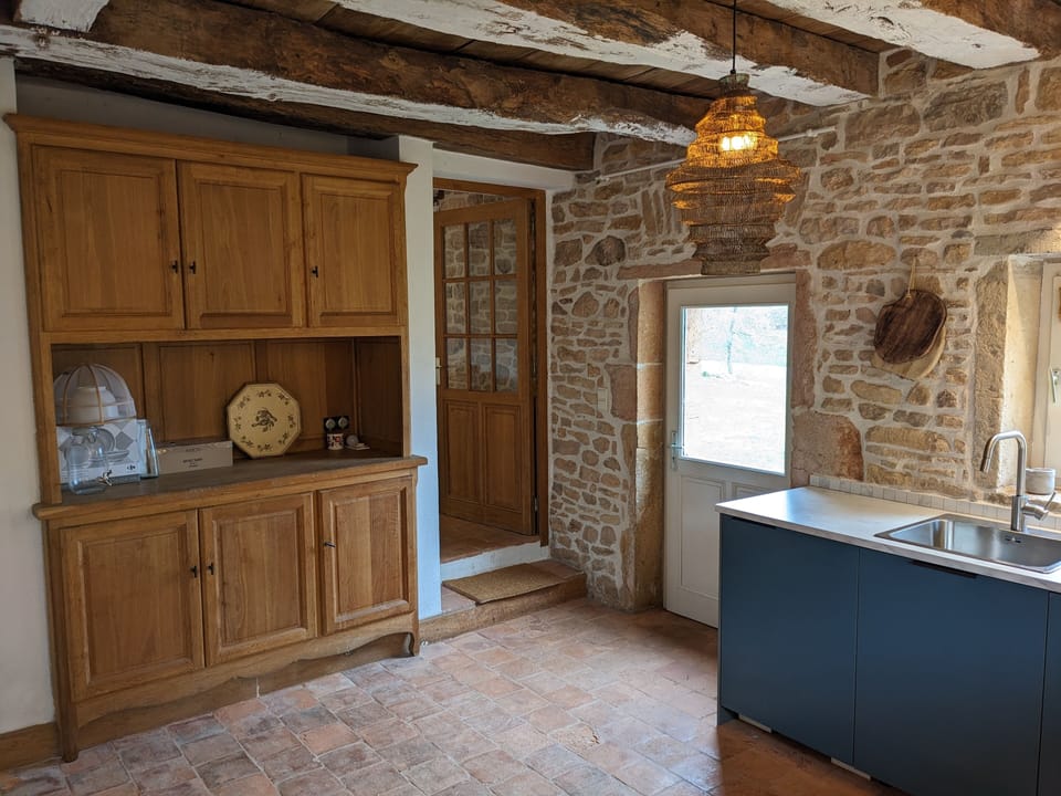 Modern fitted kitchen with views out on to the garden