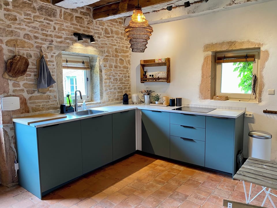 Modern fitted kitchen with views out on to the garden