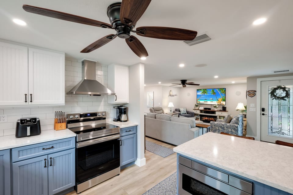 High end beachy kitchen