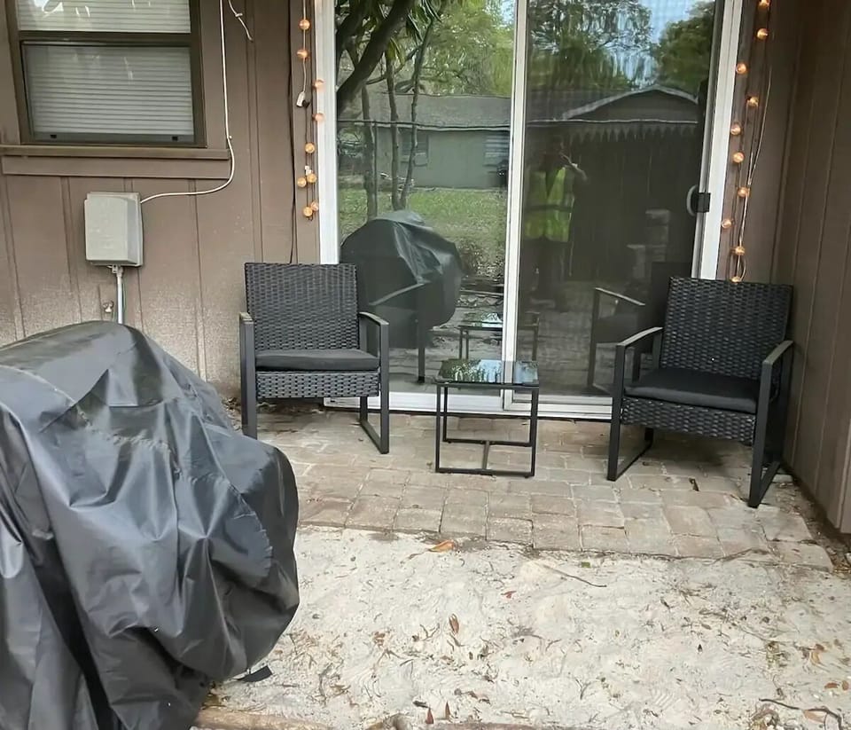 Back patio. This is the only smoking area. No 420 due to neighbors 
