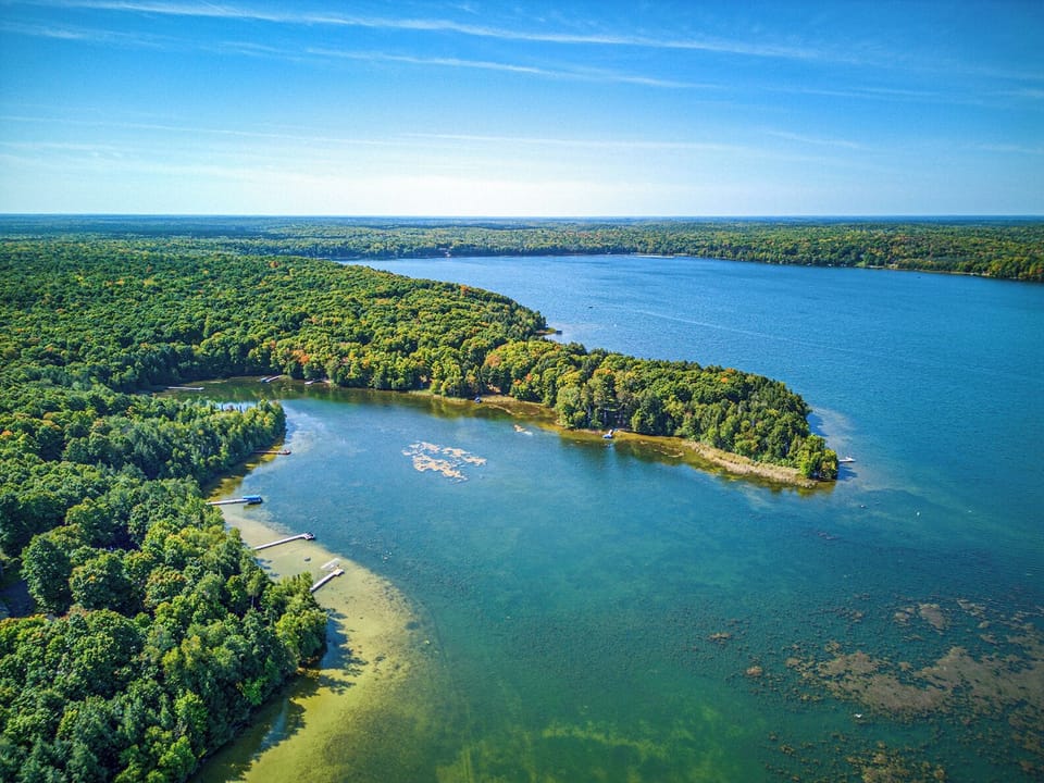 Tucked into a bay on Kentuck Lake