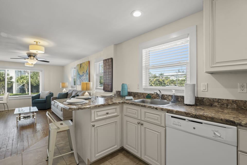 Kitchen open to living area.