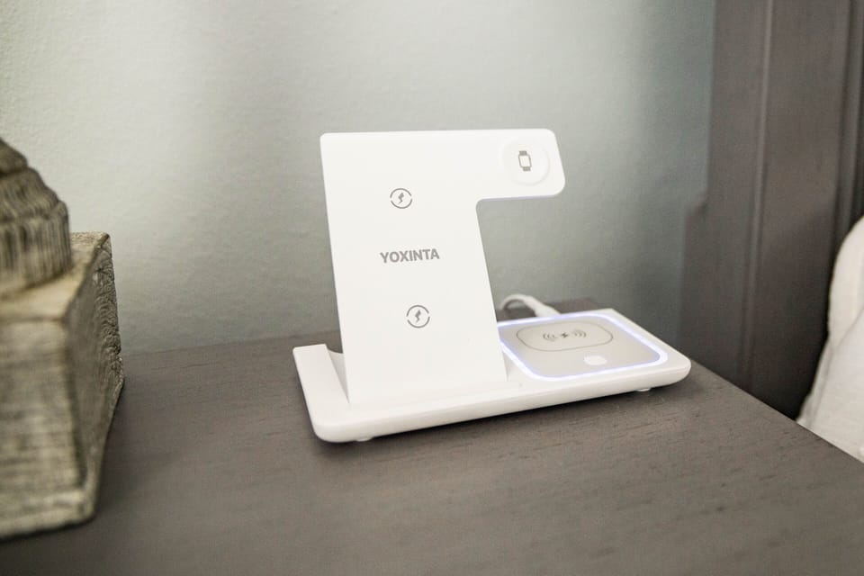 There are phone charging stations throughout the home