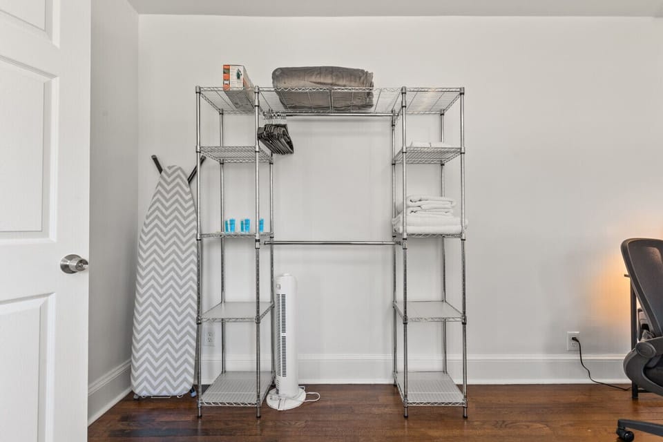 Stay organized with ample clothing storage provided by our clothing rack system, offering convenience and easy access to your wardrobe essentials throughout your stay.