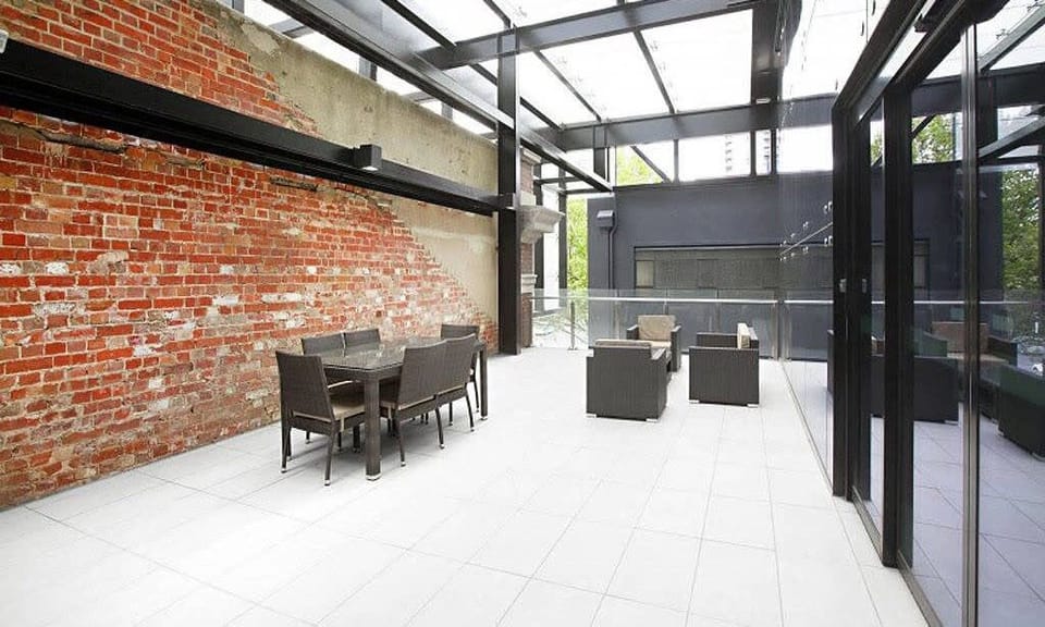 A pool-side area.