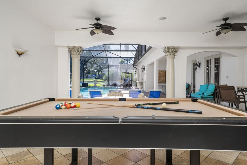 Outdoor Summer Kitchen, Chef's BBQ, Fridge, Pool Table