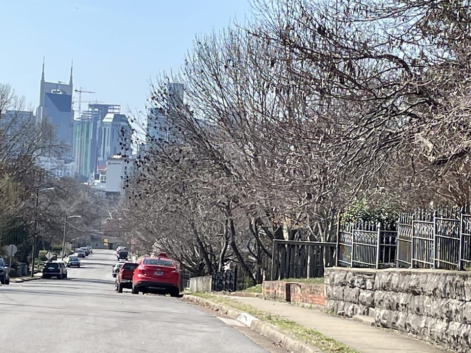 View of downtown Nashville from our street!
