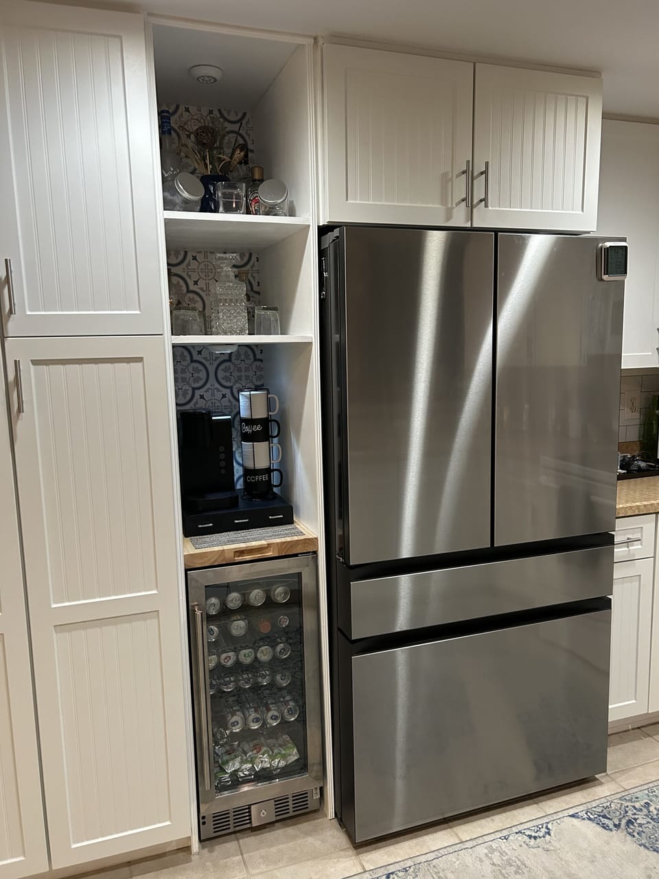 large refrigerator with beverage center