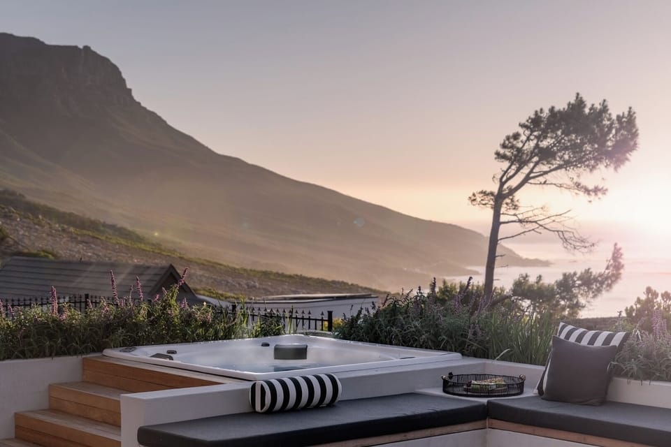 Jacuzzi with amazing mountain and sea views