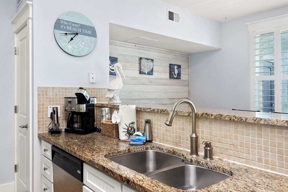 A lot of counter space in this open kitchen