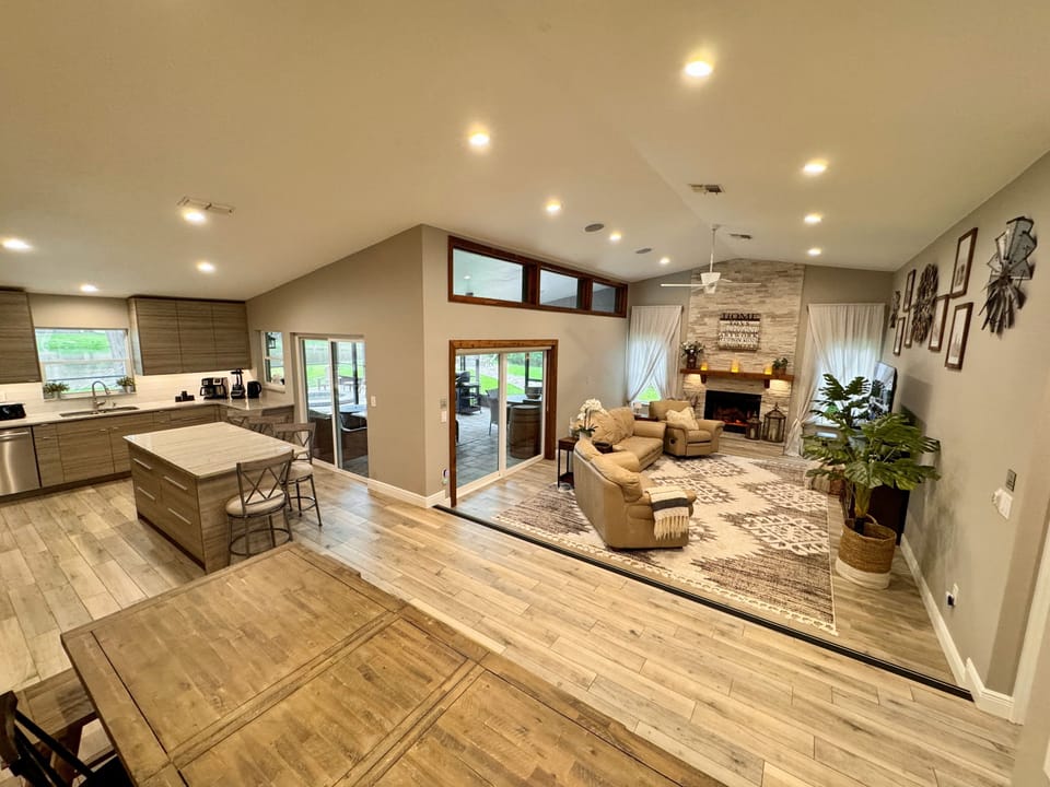 Open layout connects kitchen and living space for easy togetherness.