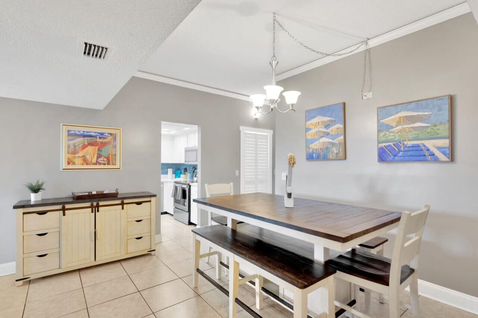 Enjoy delicious meals with spacious dining area featuring comfortable seating for up to 8 guests.
