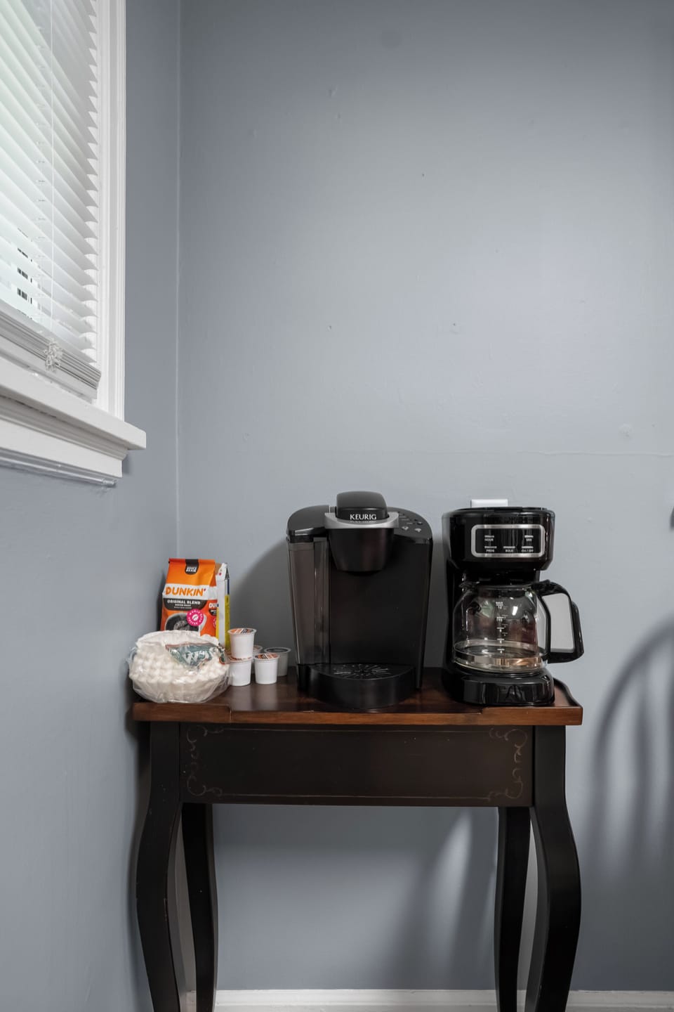 Coffee station with coffee pot and Keurig