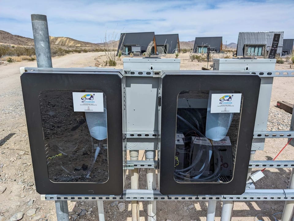 Level 2 EV Charger which is compatible with both Tesla (NACS) and non-Tesla (J1772) vehicles. There is a $30 charge per night if you want to use the charger