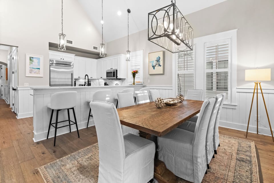 Dining area sits 12 at the table and breakfast bar