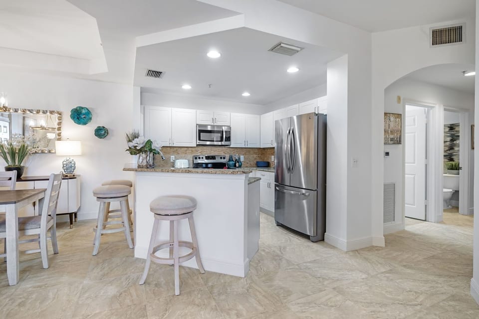 Plenty of room to grab a chair at the kitchen bar