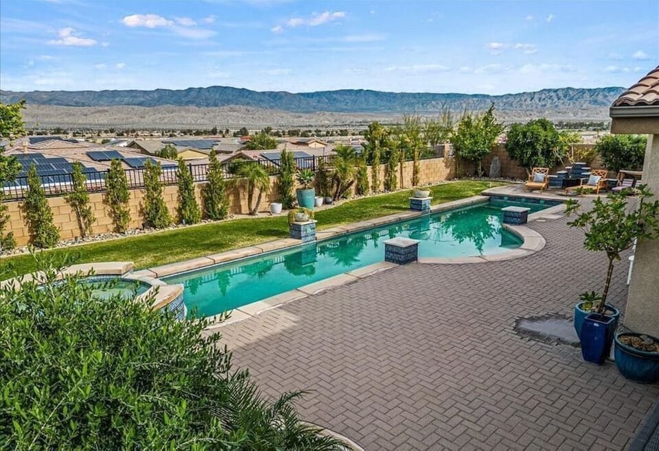 Backyard with full view of the Little San Bernadino Mountains ("chocolate hills"