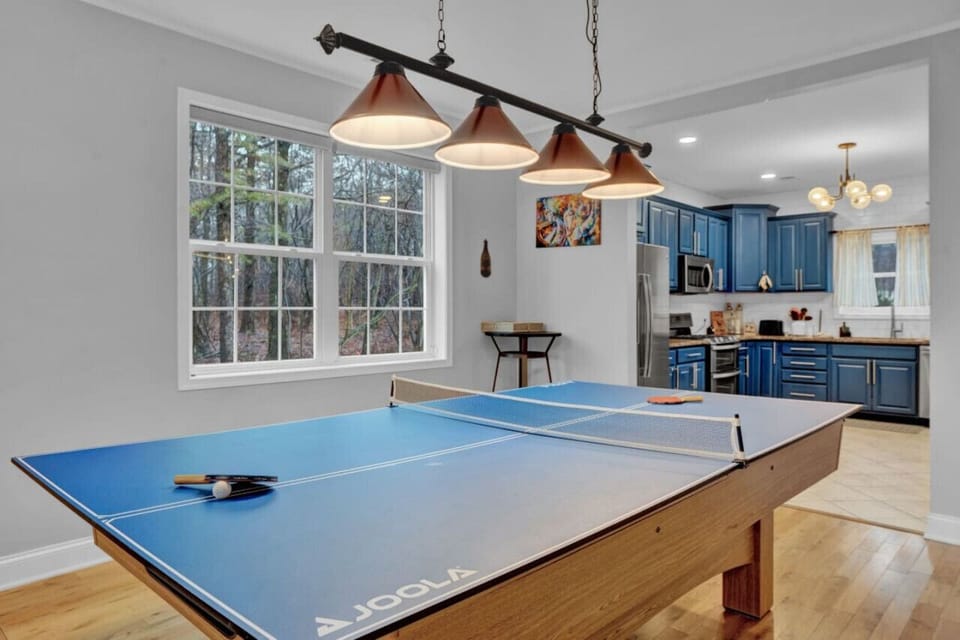 Convertible Pool Table and Ping Pong Table in Den