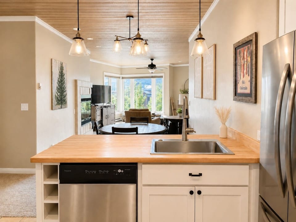 Kitchen overlook into the Main Living Space