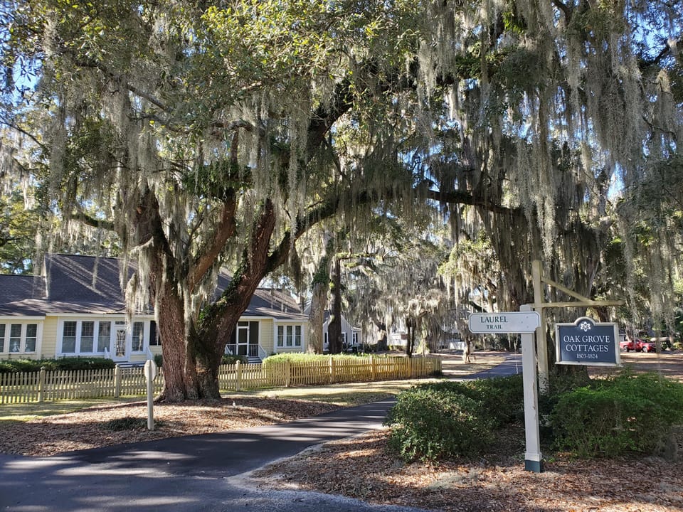 The cottage is nestled in the Oak Grove Cottages in Wachesaw Plantation Club.