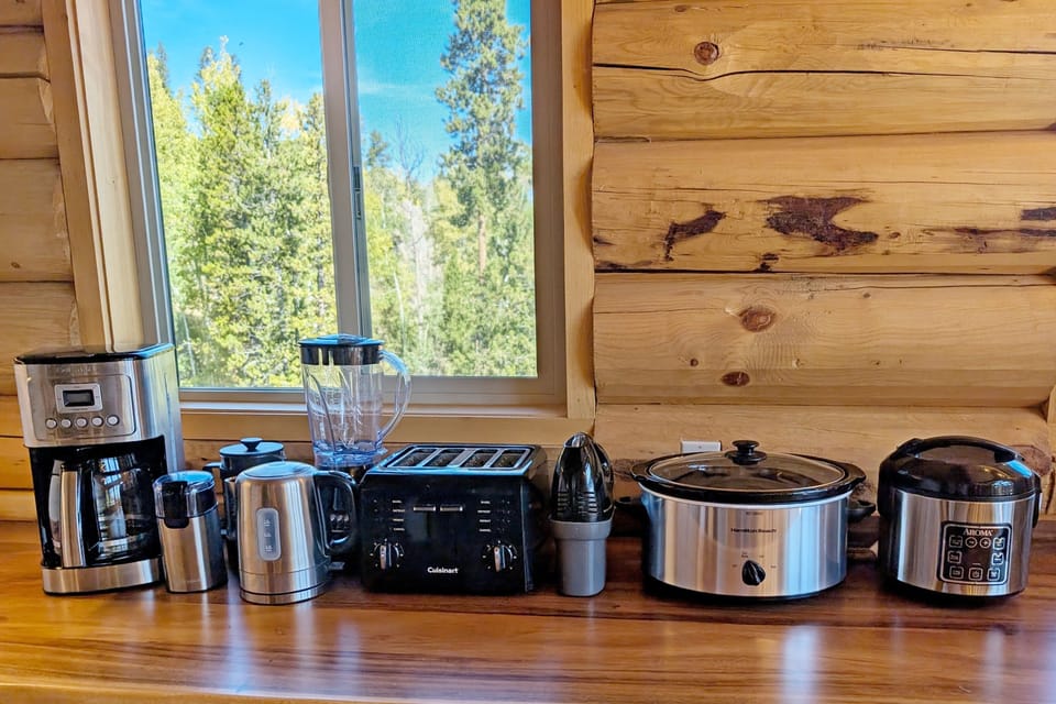 Our kitchen is ready for you to cook with a variety of small appliances.