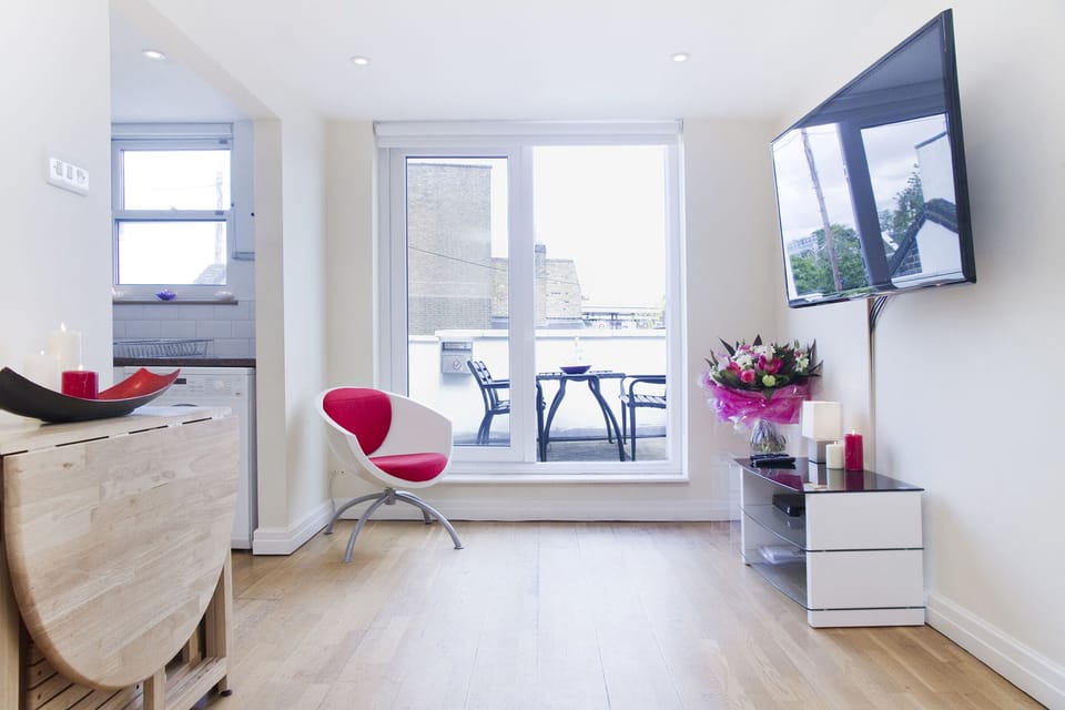 Living room with large flat TV