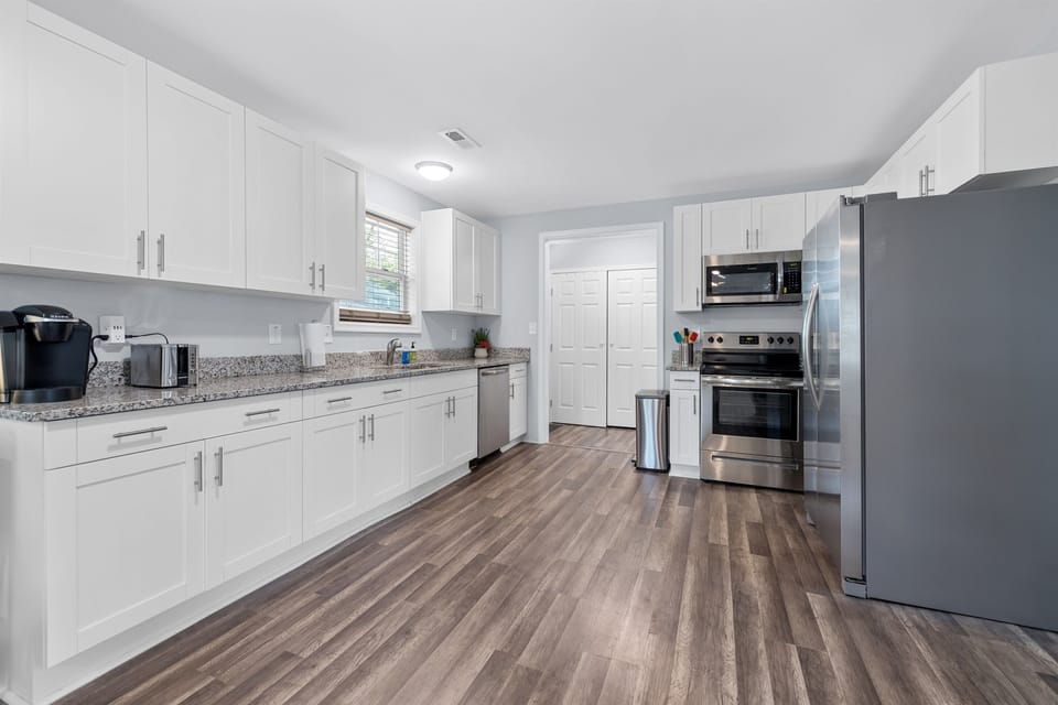 New kitchen with stainless appliances
