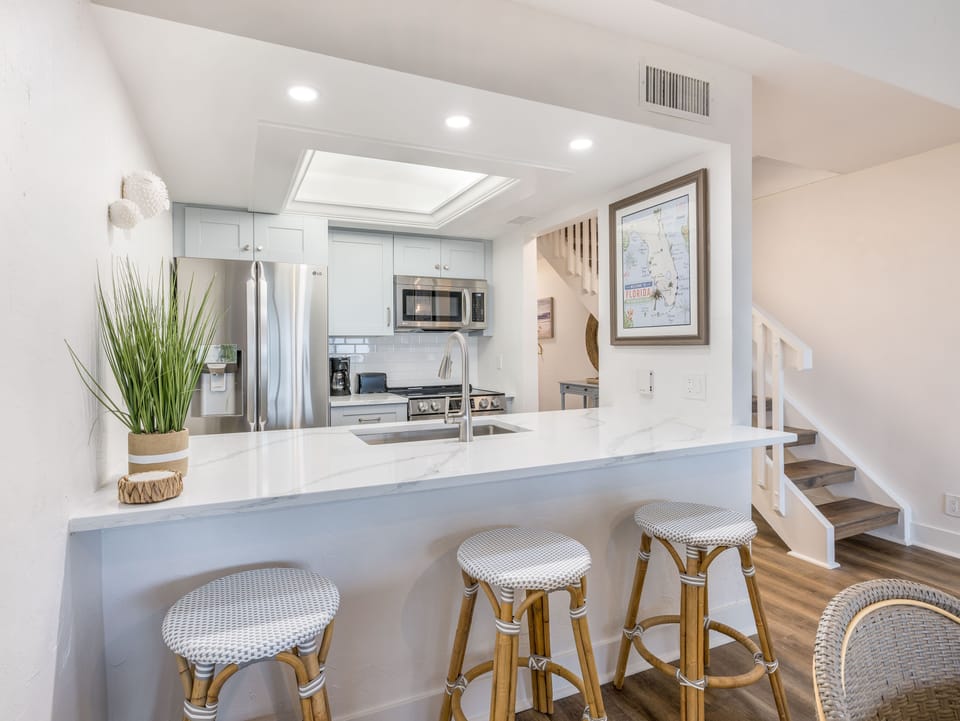 Start mornings at the breakfast bar with fresh coffee.