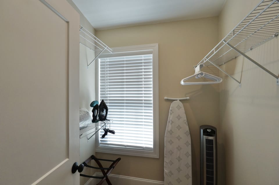 2 luggage caddies, iron, ironing board, extra fan