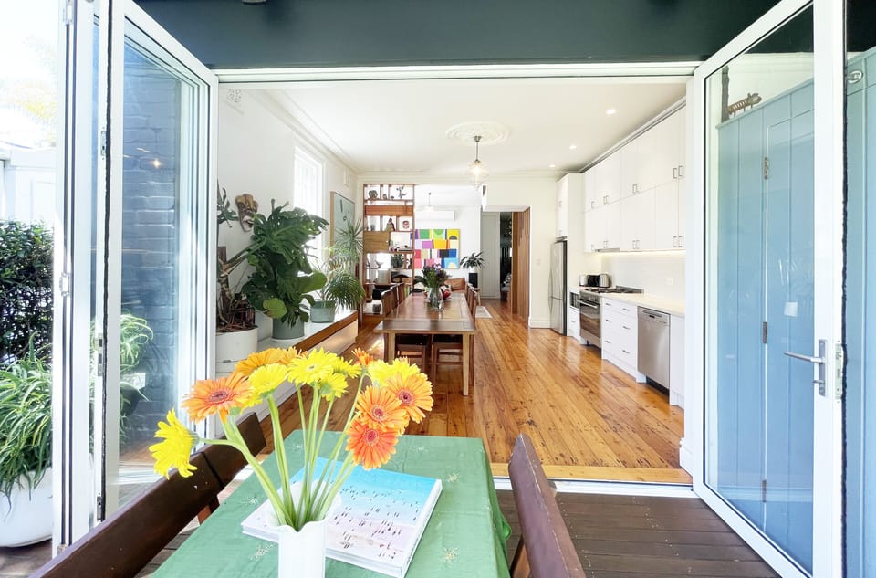 Huge combined living/dining/outdoor area