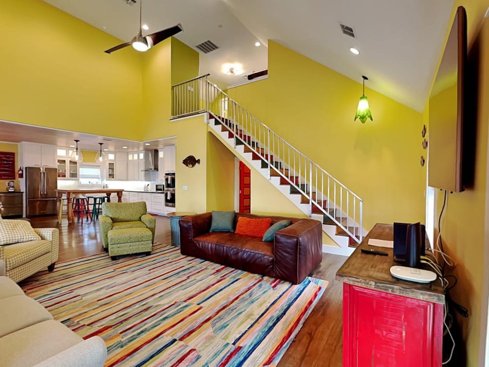 Living Room - Queen Sleeper Sofa + Open Layout w/ Kitchen & Dining - Second Floor