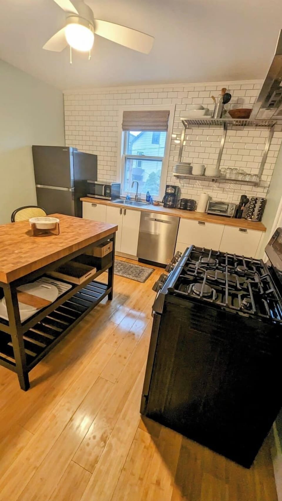 Bright and functional kitchen with subway tile backsplash