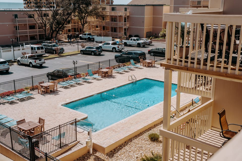 One  of two pools on site