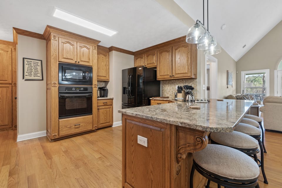 Well stocked upper level kitchen