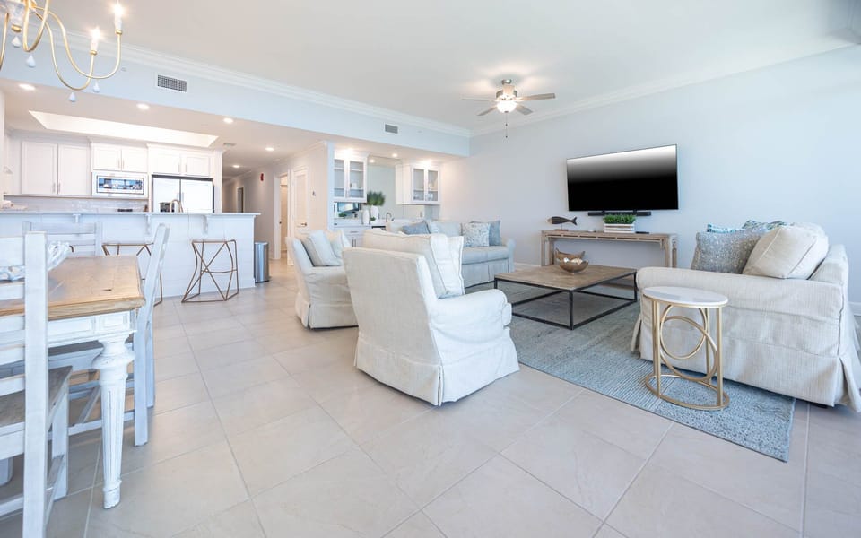 Settle into a cushioned chair and stream your favorite show or watch a movie to relax after a beach day