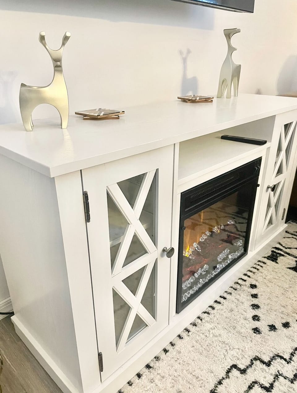 Electric fireplace with heater to keep you warm!