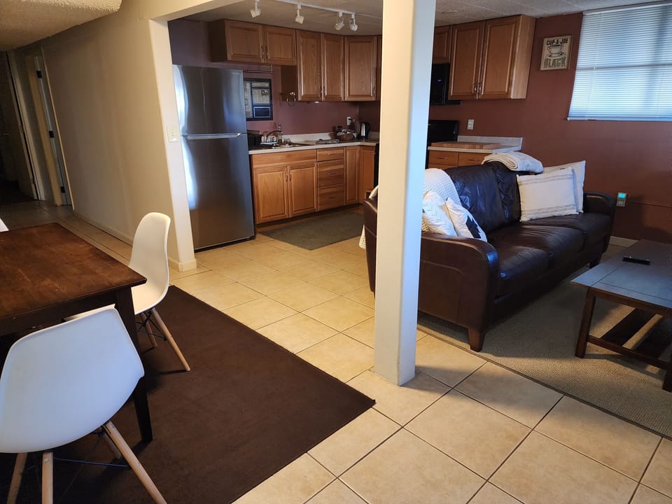 View of combined living and Kitchen area from entry door