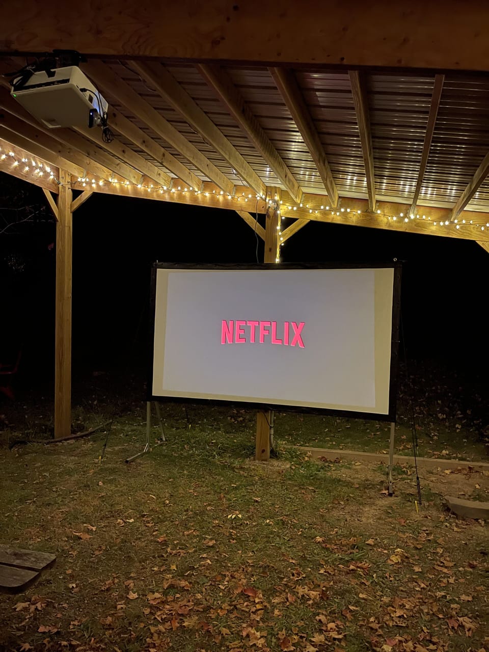 Enjoy your backyard movie theater! 1080p Roku on a 90” screen! Avail Spring-Fall