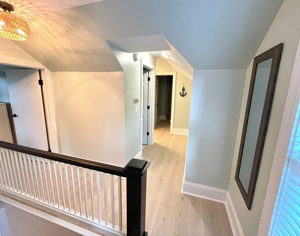Upstairs hallway.  The upstairs has 3 bedrooms and 2 bathrooms.