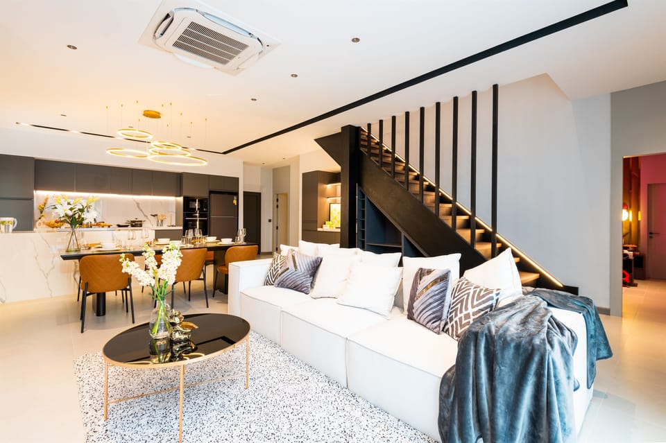 Relax and unwind in our living and dining areas - both villas have direct access to our plunge pools
