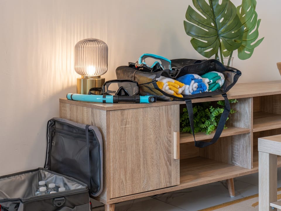Beach Kit included, snorkel gear, cooler, and beach towels ready for your day out.