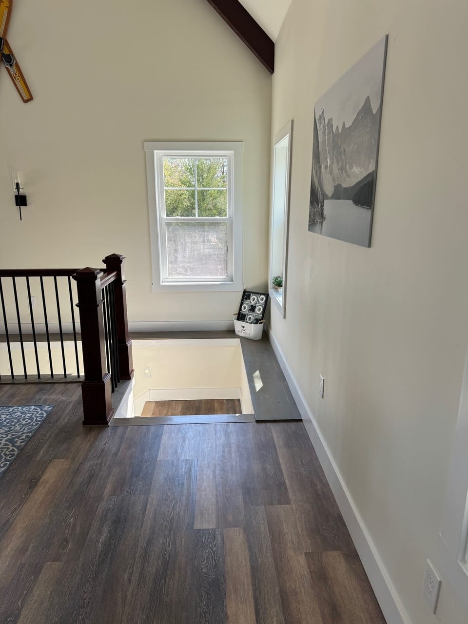 Stairs leading to basement (note "ledge" on left mentioned in listing rules)