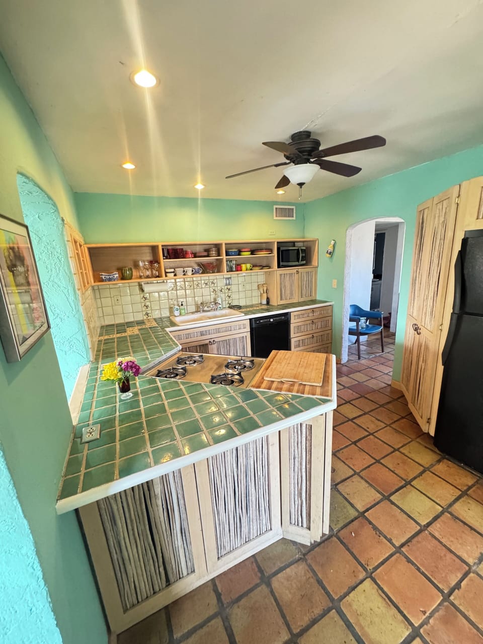 Kitchen with saguaro rib cabinets 
