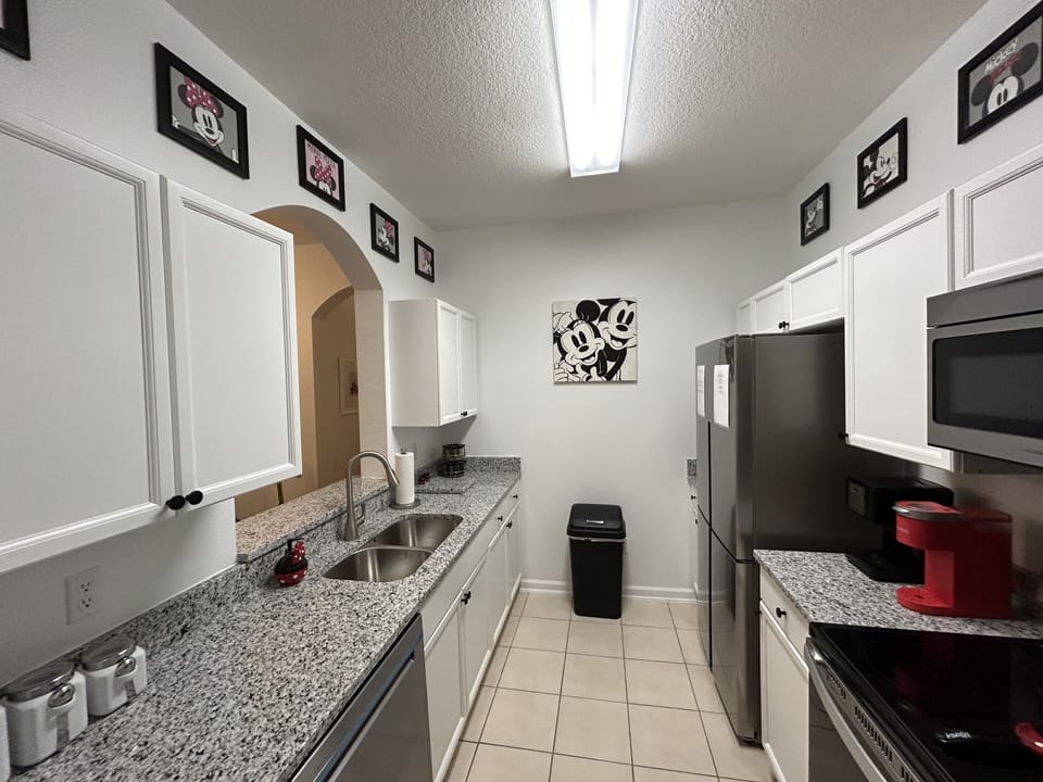 Mickey/Minnie Mouse kitchen with Stainless Steel appliances and granite counters